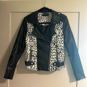 MINKPINK animal print leather moto jacket